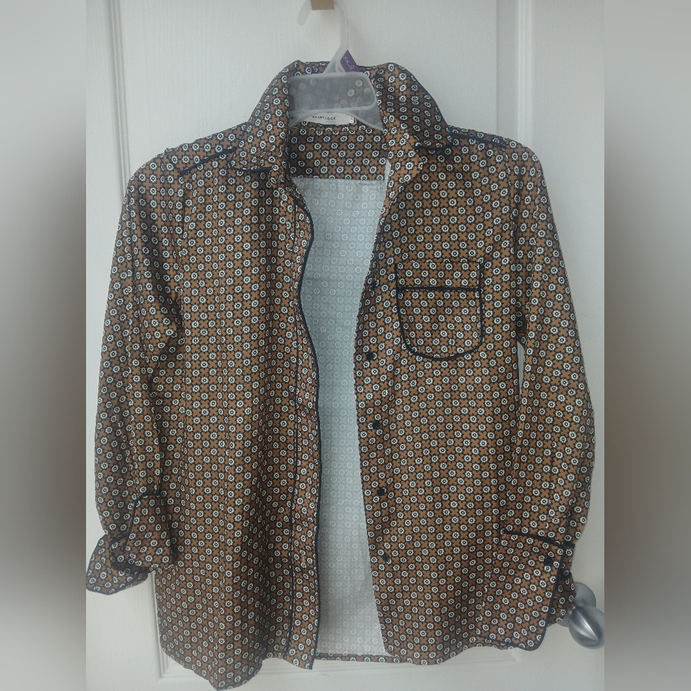 Avantlook Floral Patterned Shirt in Brown and White